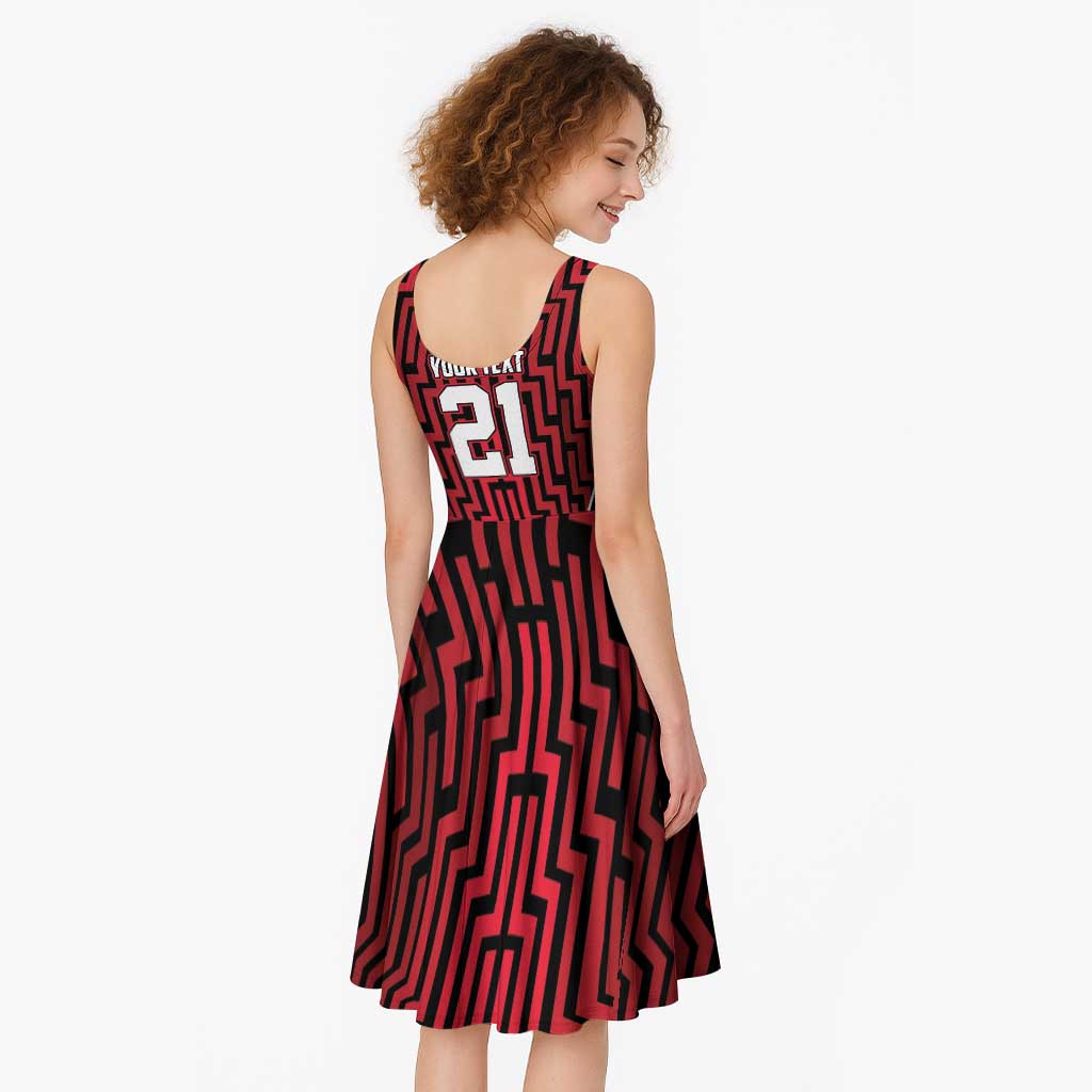 Custom Basketball New Zealand Midi Dress Red Maori Ta Moko Indigenous - Aussie Hoodie