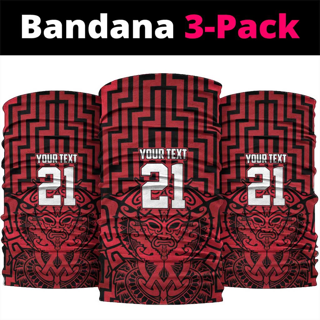 Custom Basketball New Zealand Neck Gaiter Red Maori Ta Moko Indigenous LT9