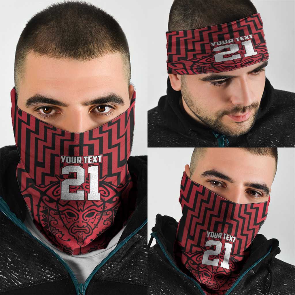 Custom Basketball New Zealand Neck Gaiter Red Maori Ta Moko Indigenous LT9
