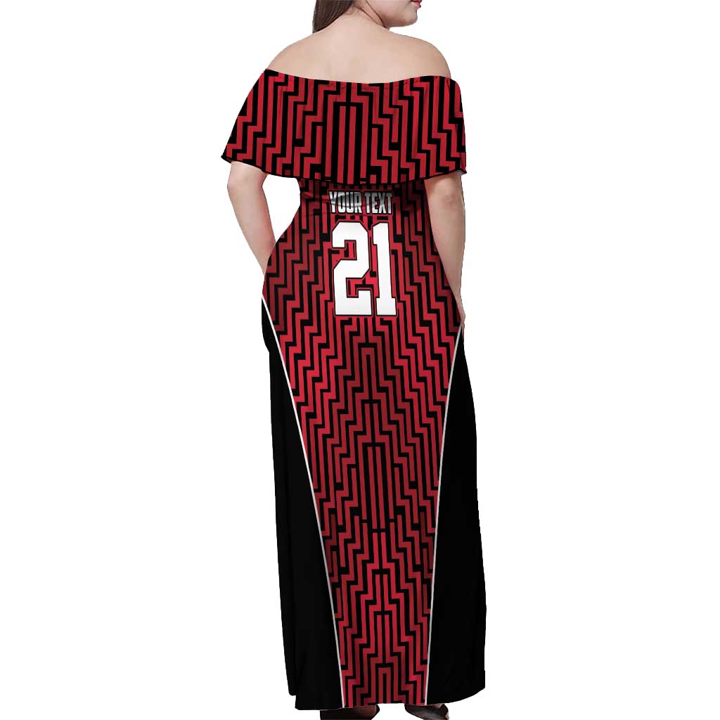 Custom Basketball New Zealand Off Shoulder Maxi Dress Red Maori Ta Moko Indigenous - Aussie Hoodie
