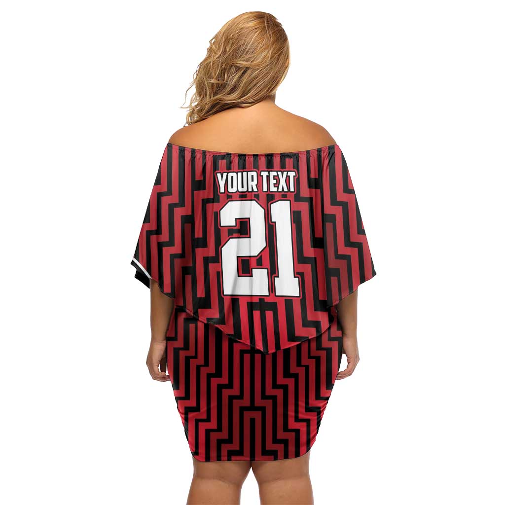 Custom Basketball New Zealand Off Shoulder Short Dress Red Maori Ta Moko Indigenous - Aussie Hoodie