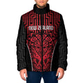 Custom Basketball New Zealand Padded Jacket Red Maori Ta Moko Indigenous - Aussie Hoodie