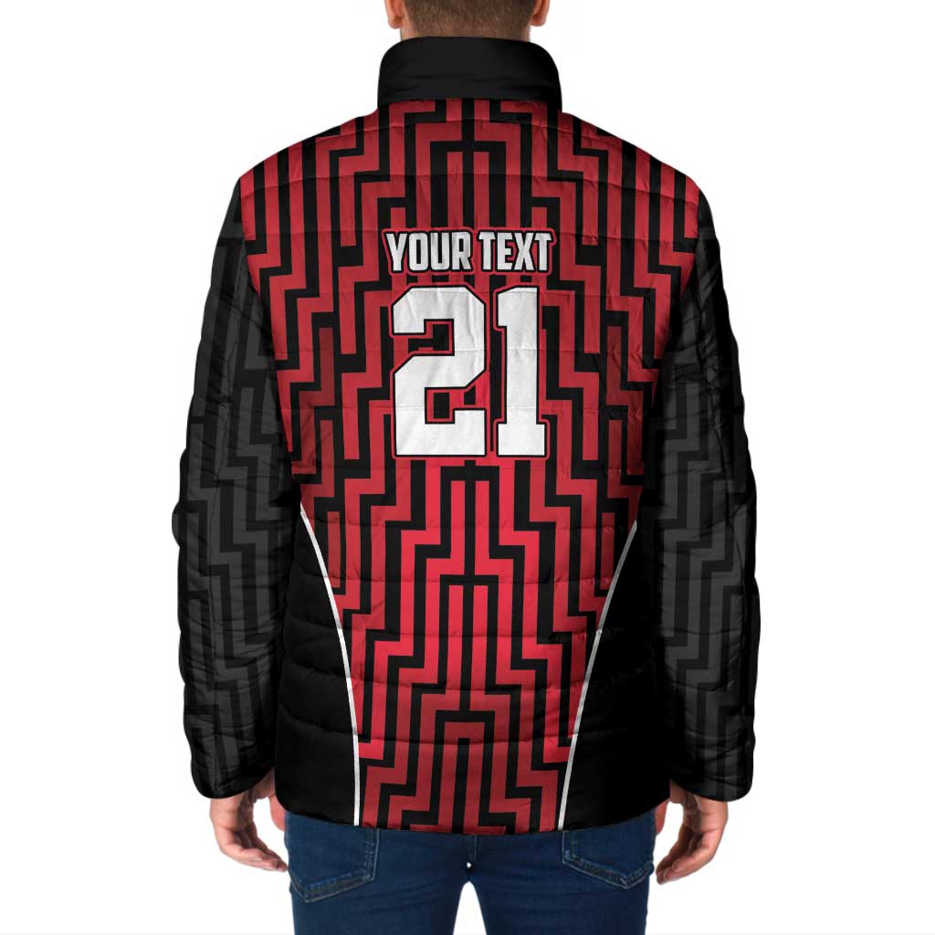 Custom Basketball New Zealand Padded Jacket Red Maori Ta Moko Indigenous - Aussie Hoodie