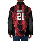 Custom Basketball New Zealand Padded Jacket Red Maori Ta Moko Indigenous - Aussie Hoodie
