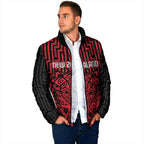 Custom Basketball New Zealand Padded Jacket Red Maori Ta Moko Indigenous - Aussie Hoodie