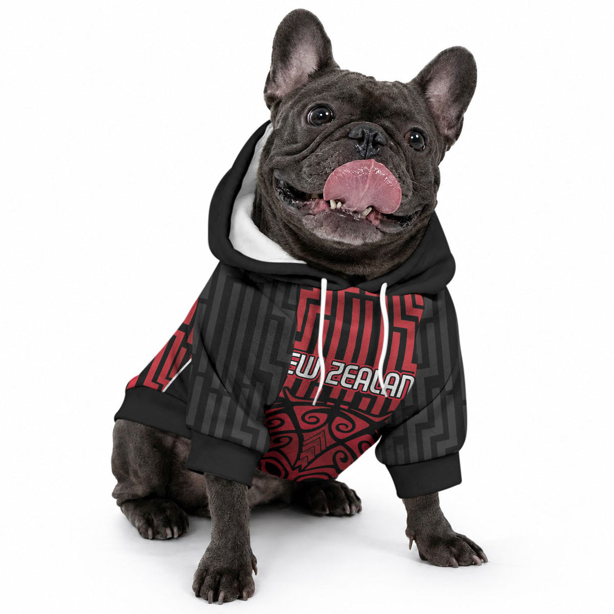 Custom Basketball New Zealand Pet Hoodie Red Maori Ta Moko Indigenous