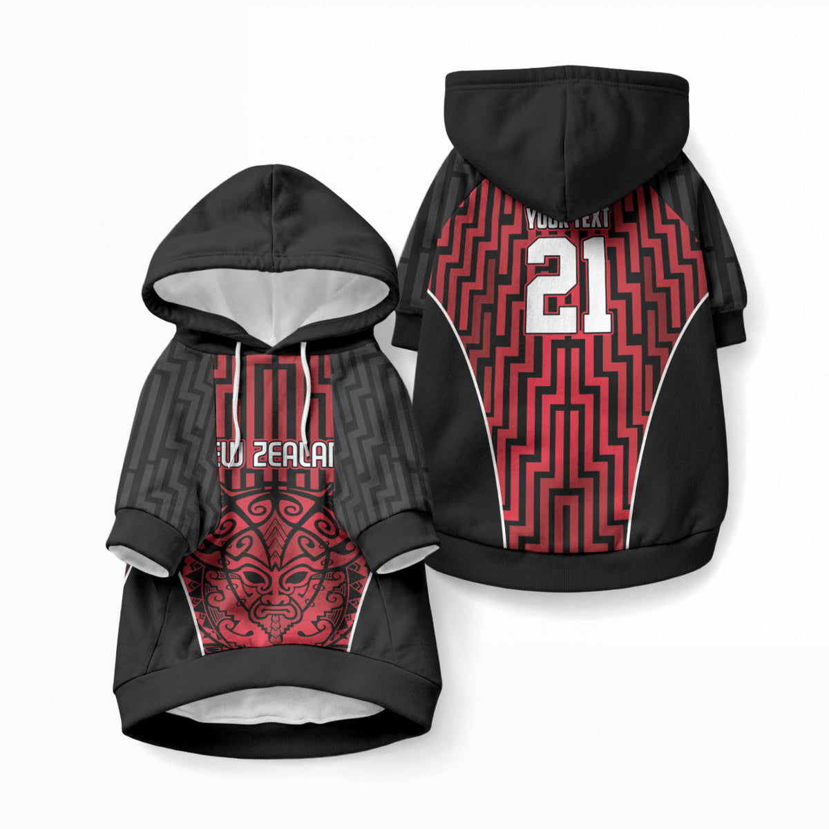 Custom Basketball New Zealand Pet Hoodie Red Maori Ta Moko Indigenous