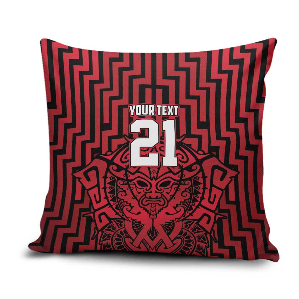Custom Basketball New Zealand Pillow Cover Red Maori Ta Moko Indigenous - Aussie Hoodie