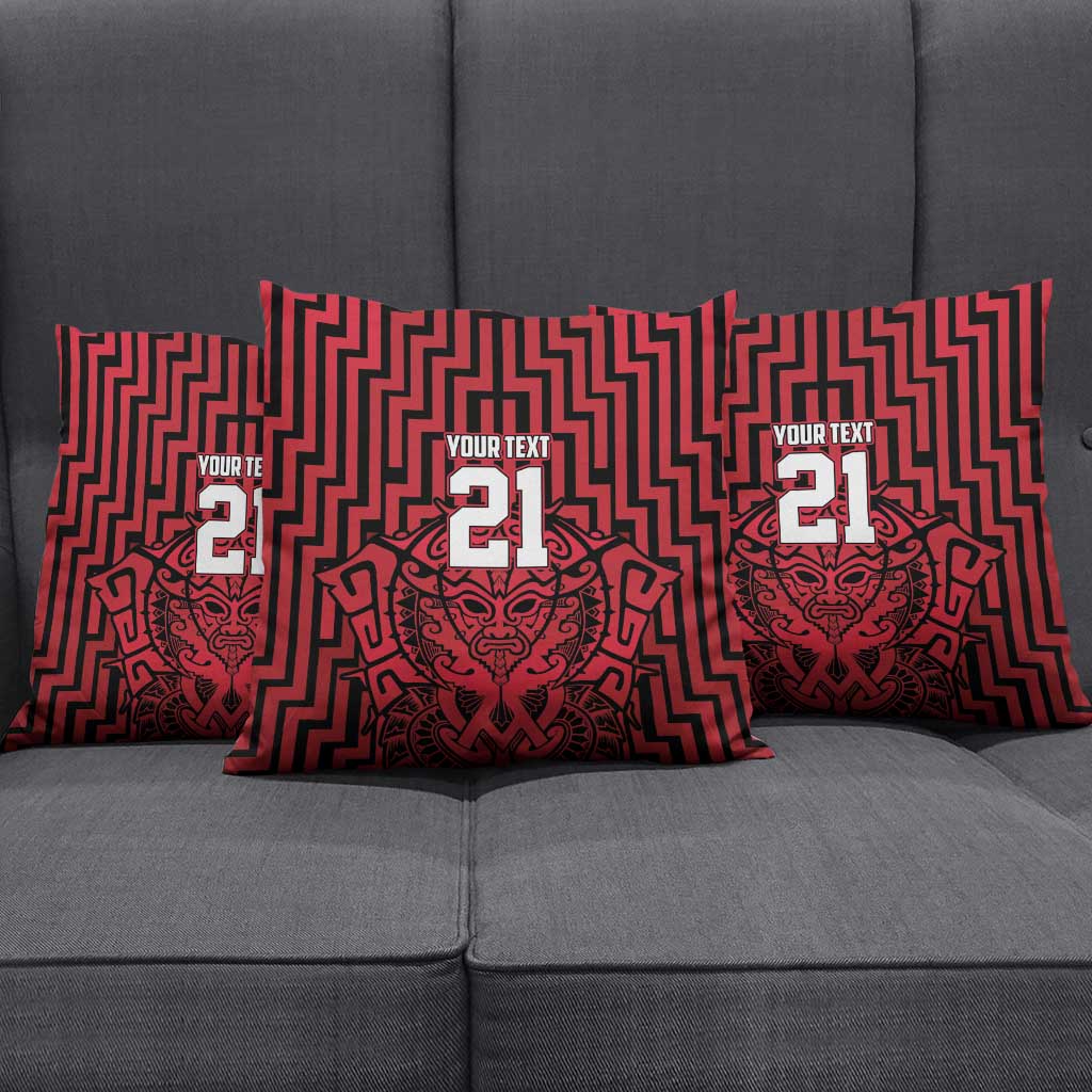 Custom Basketball New Zealand Pillow Cover Red Maori Ta Moko Indigenous - Aussie Hoodie