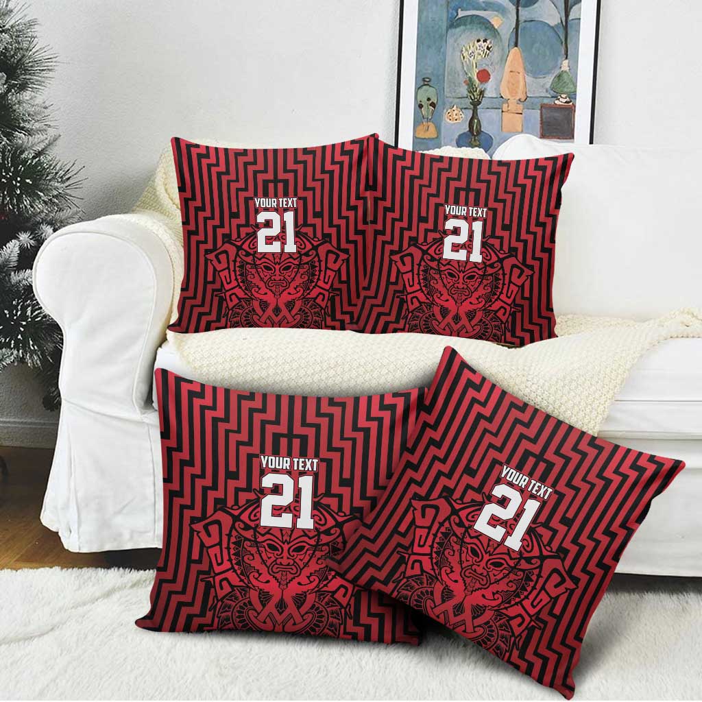 Custom Basketball New Zealand Pillow Cover Red Maori Ta Moko Indigenous - Aussie Hoodie