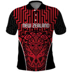 Custom Basketball New Zealand Polo Shirt Red Maori Ta Moko Indigenous - Aussie Hoodie