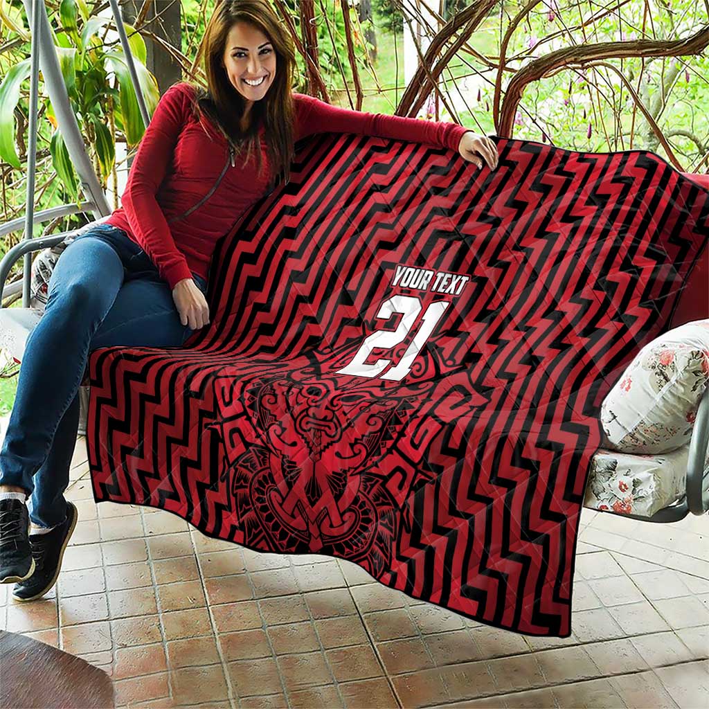 Custom Basketball New Zealand Quilt Red Maori Ta Moko Indigenous - Aussie Hoodie