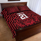 Custom Basketball New Zealand Quilt Bed Set Red Maori Ta Moko Indigenous - Aussie Hoodie