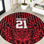 Custom Basketball New Zealand Round Carpet Red Maori Ta Moko Indigenous - Aussie Hoodie