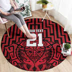 Custom Basketball New Zealand Round Carpet Red Maori Ta Moko Indigenous - Aussie Hoodie