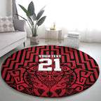 Custom Basketball New Zealand Round Carpet Red Maori Ta Moko Indigenous - Aussie Hoodie