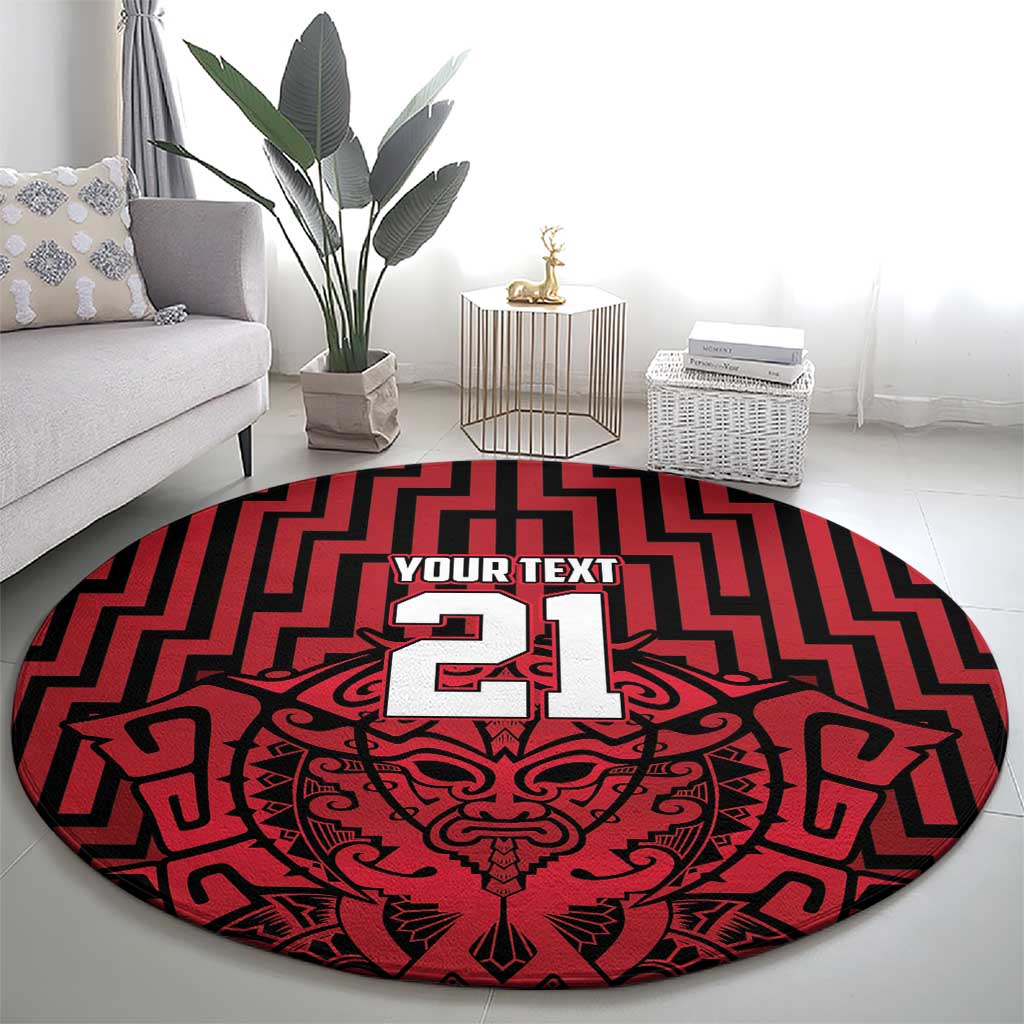 Custom Basketball New Zealand Round Carpet Red Maori Ta Moko Indigenous - Aussie Hoodie