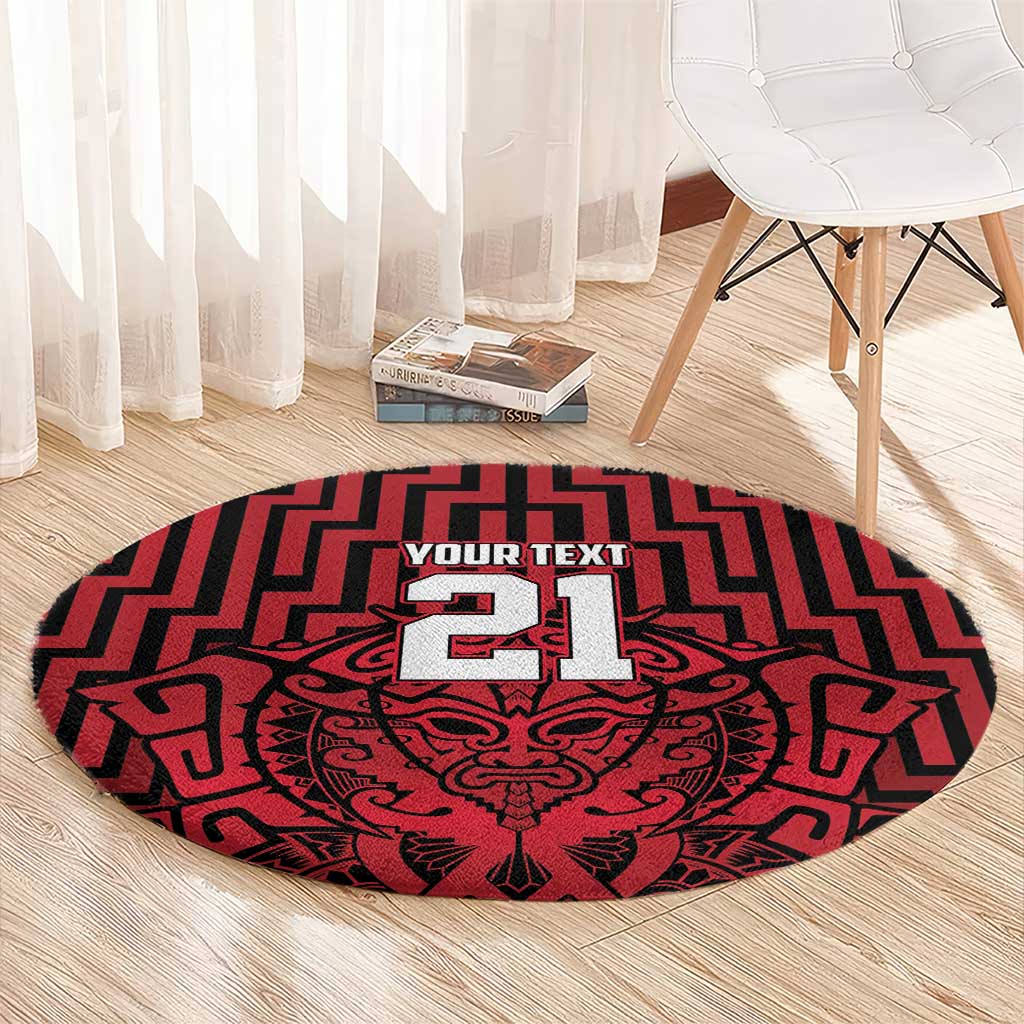 Custom Basketball New Zealand Round Carpet Red Maori Ta Moko Indigenous - Aussie Hoodie