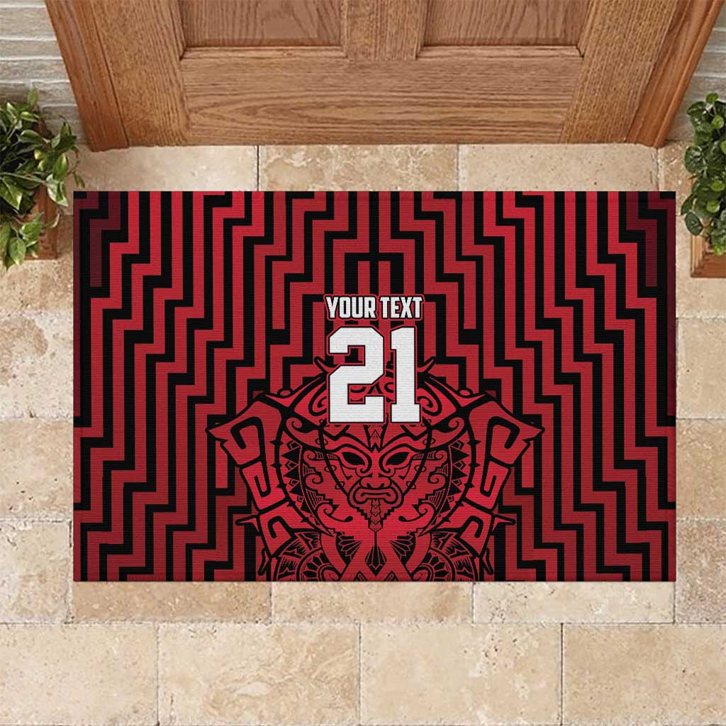 Custom Basketball New Zealand Rubber Doormat Red Maori Ta Moko Indigenous - Aussie Hoodie