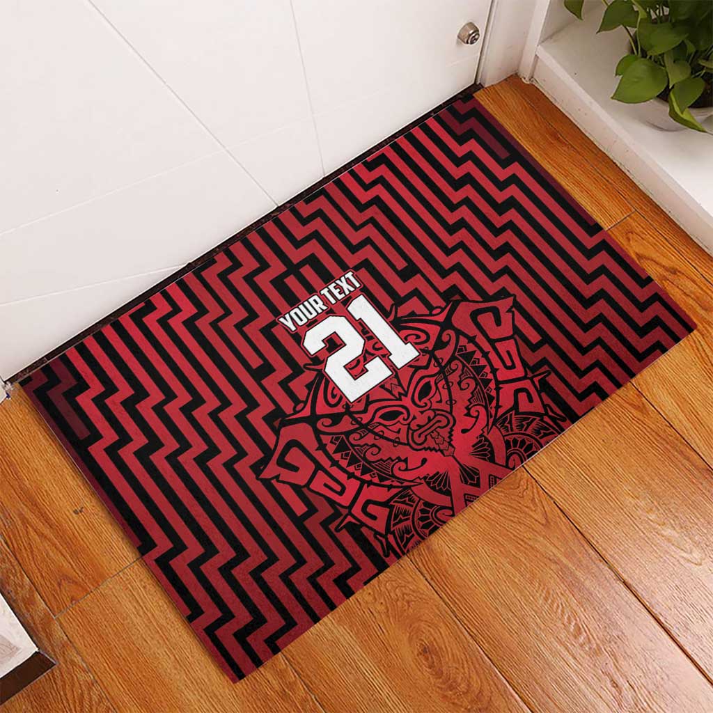 Custom Basketball New Zealand Rubber Doormat Red Maori Ta Moko Indigenous - Aussie Hoodie
