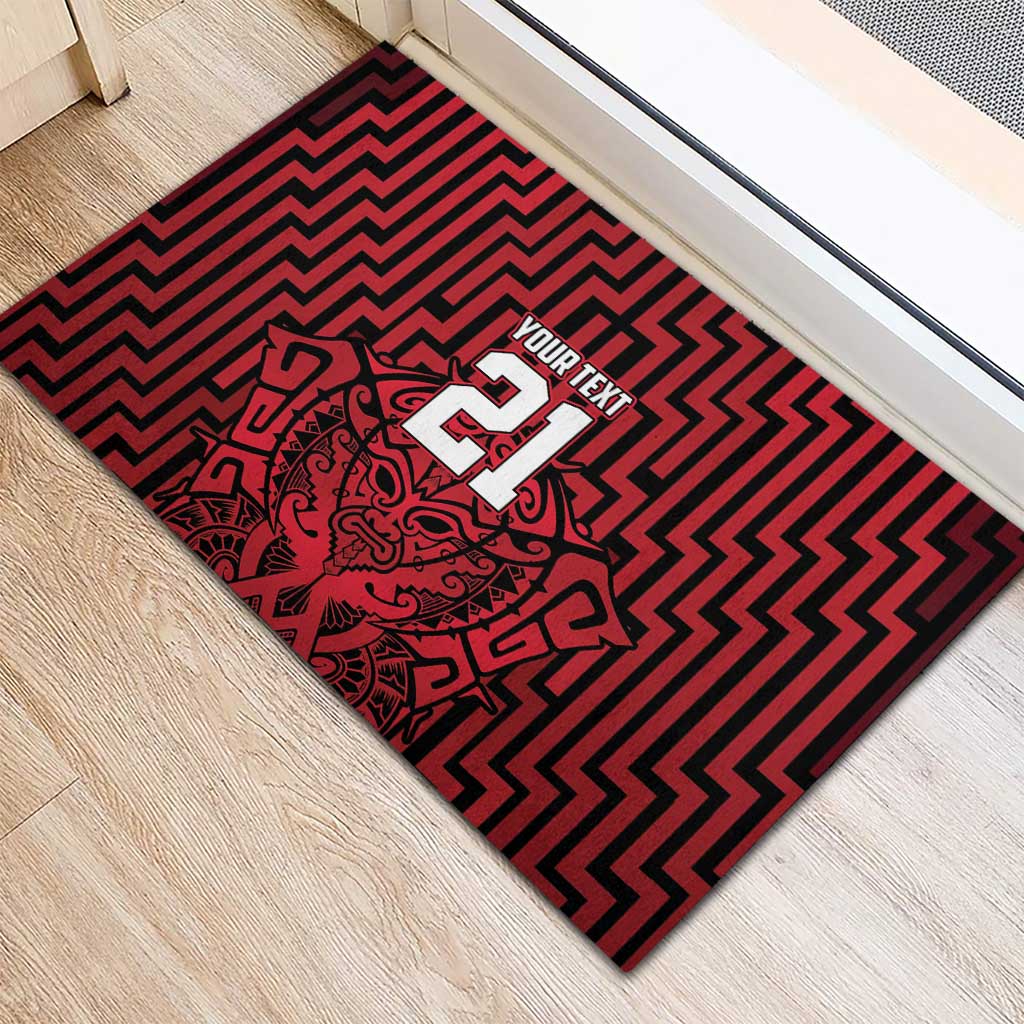 Custom Basketball New Zealand Rubber Doormat Red Maori Ta Moko Indigenous - Aussie Hoodie