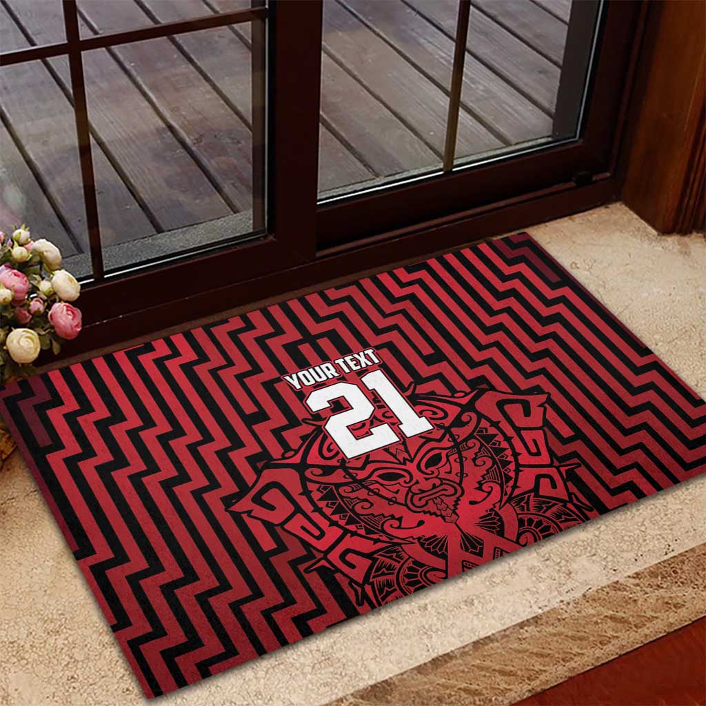 Custom Basketball New Zealand Rubber Doormat Red Maori Ta Moko Indigenous - Aussie Hoodie
