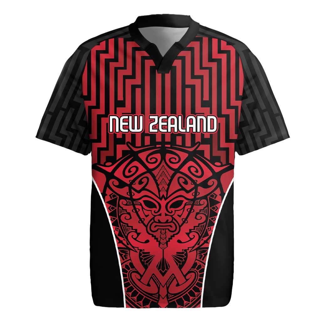 Custom Basketball New Zealand Rugby Jersey Red Maori Ta Moko Indigenous - Aussie Hoodie