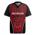 Custom Basketball New Zealand Rugby Jersey Red Maori Ta Moko Indigenous - Aussie Hoodie