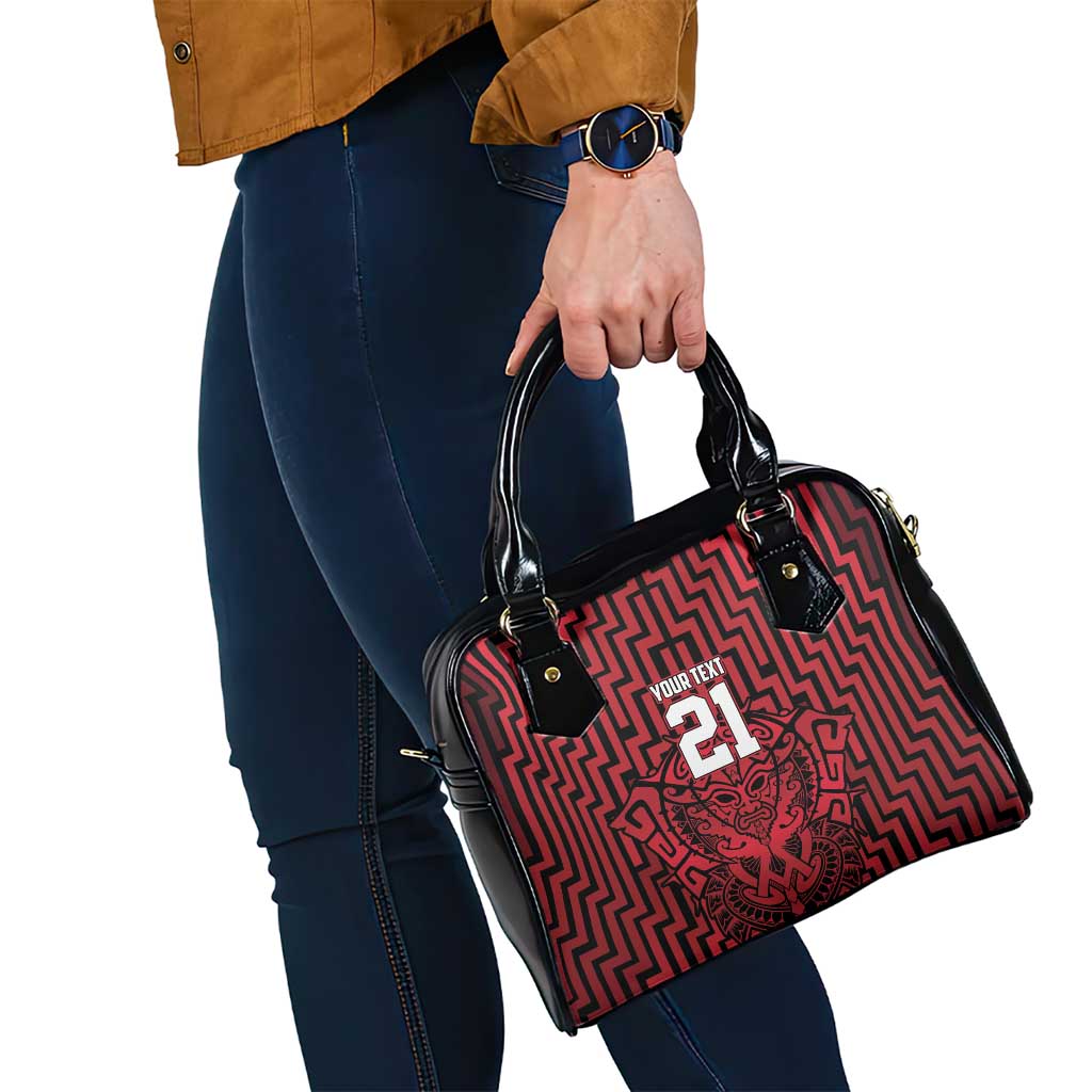 Custom Basketball New Zealand Shoulder Handbag Red Maori Ta Moko Indigenous - Aussie Hoodie