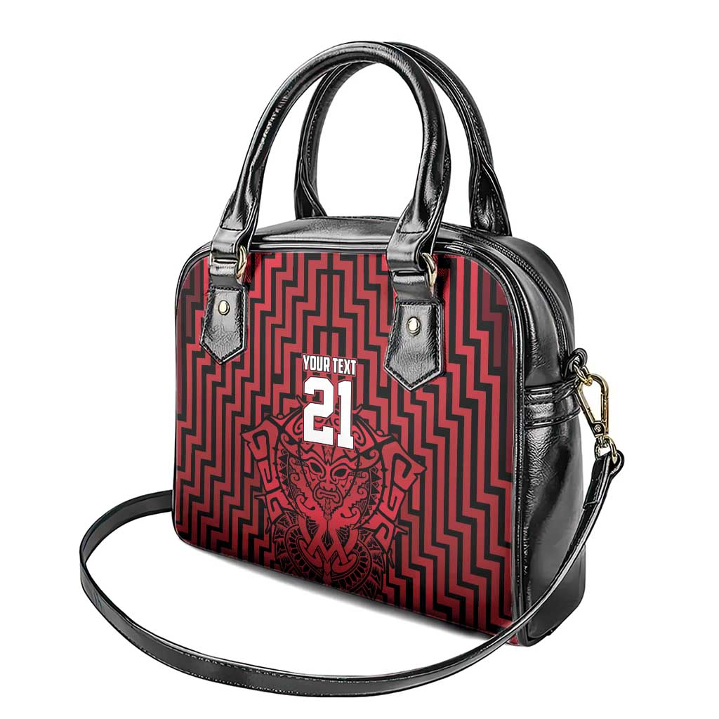 Custom Basketball New Zealand Shoulder Handbag Red Maori Ta Moko Indigenous - Aussie Hoodie