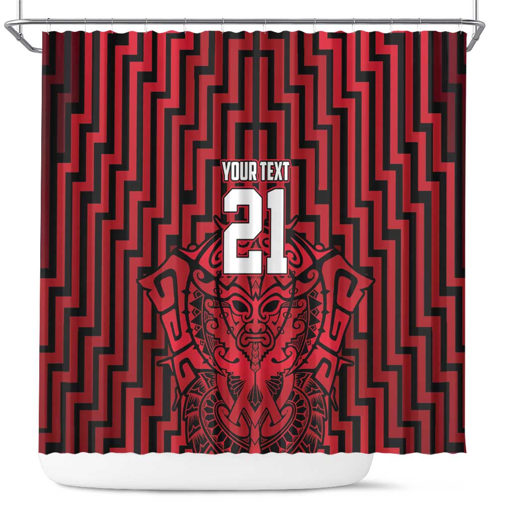 Custom Basketball New Zealand Shower Curtain Red Maori Ta Moko Indigenous - Aussie Hoodie