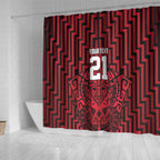 Custom Basketball New Zealand Shower Curtain Red Maori Ta Moko Indigenous - Aussie Hoodie