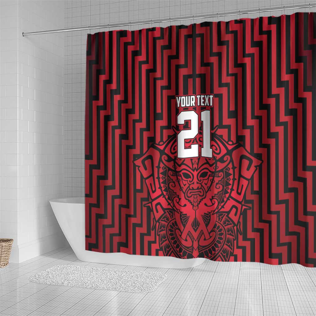 Custom Basketball New Zealand Shower Curtain Red Maori Ta Moko Indigenous - Aussie Hoodie
