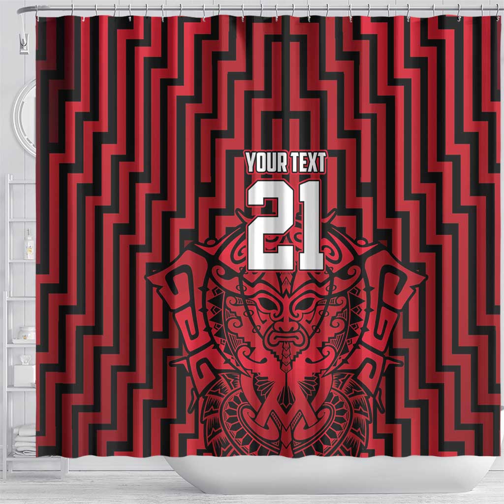 Custom Basketball New Zealand Shower Curtain Red Maori Ta Moko Indigenous - Aussie Hoodie