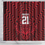 Custom Basketball New Zealand Shower Curtain Red Maori Ta Moko Indigenous - Aussie Hoodie