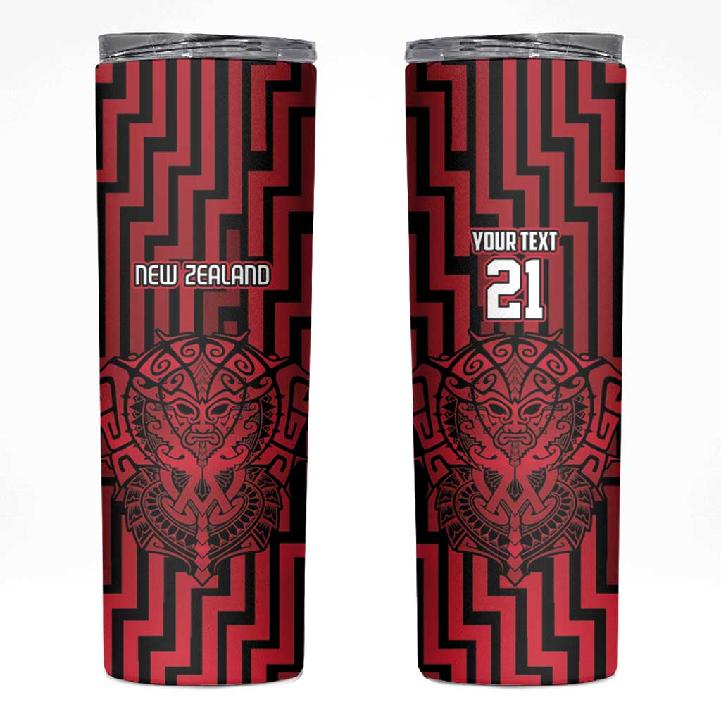 Custom Basketball New Zealand Skinny Tumbler Red Maori Ta Moko Indigenous - Aussie Hoodie