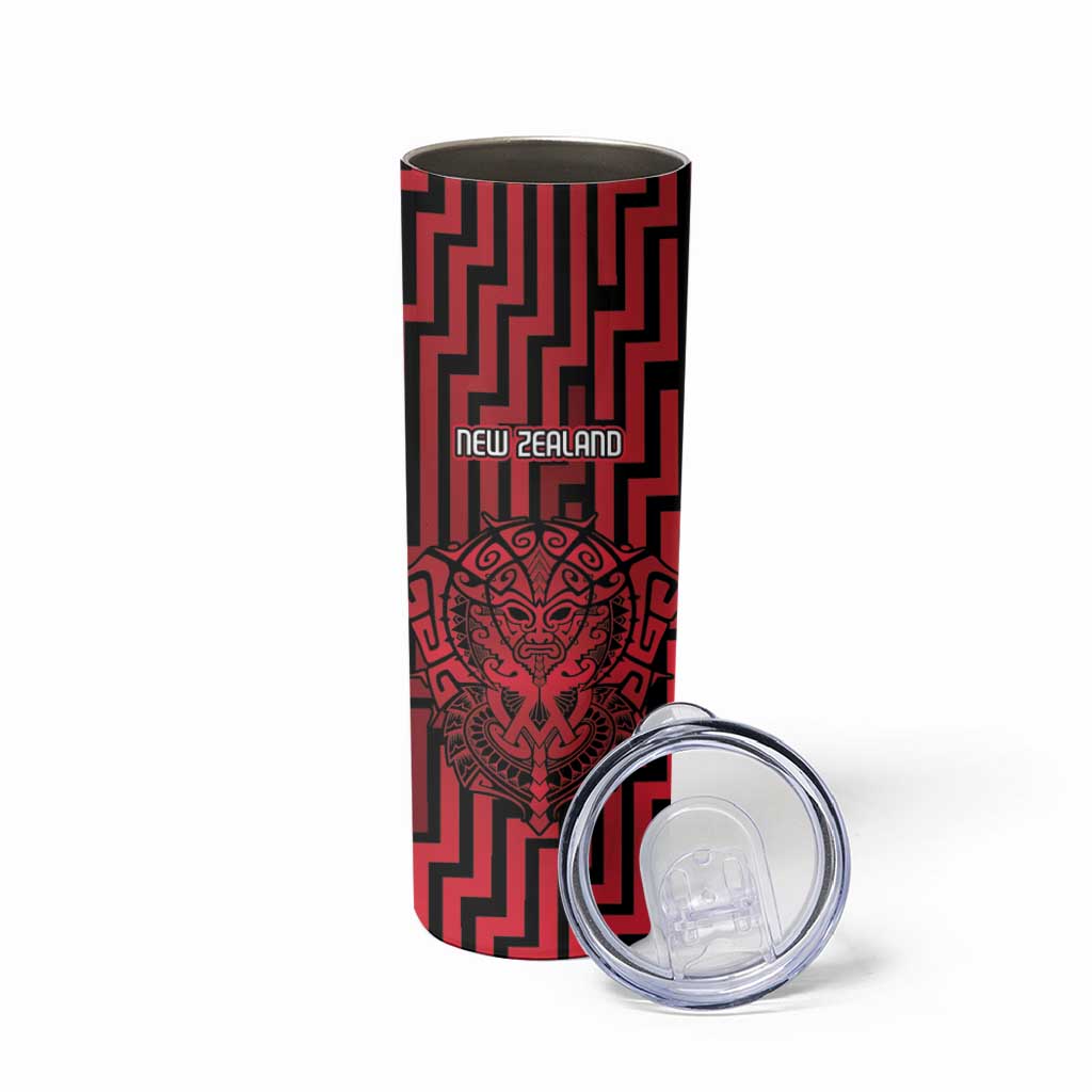 Custom Basketball New Zealand Skinny Tumbler Red Maori Ta Moko Indigenous - Aussie Hoodie