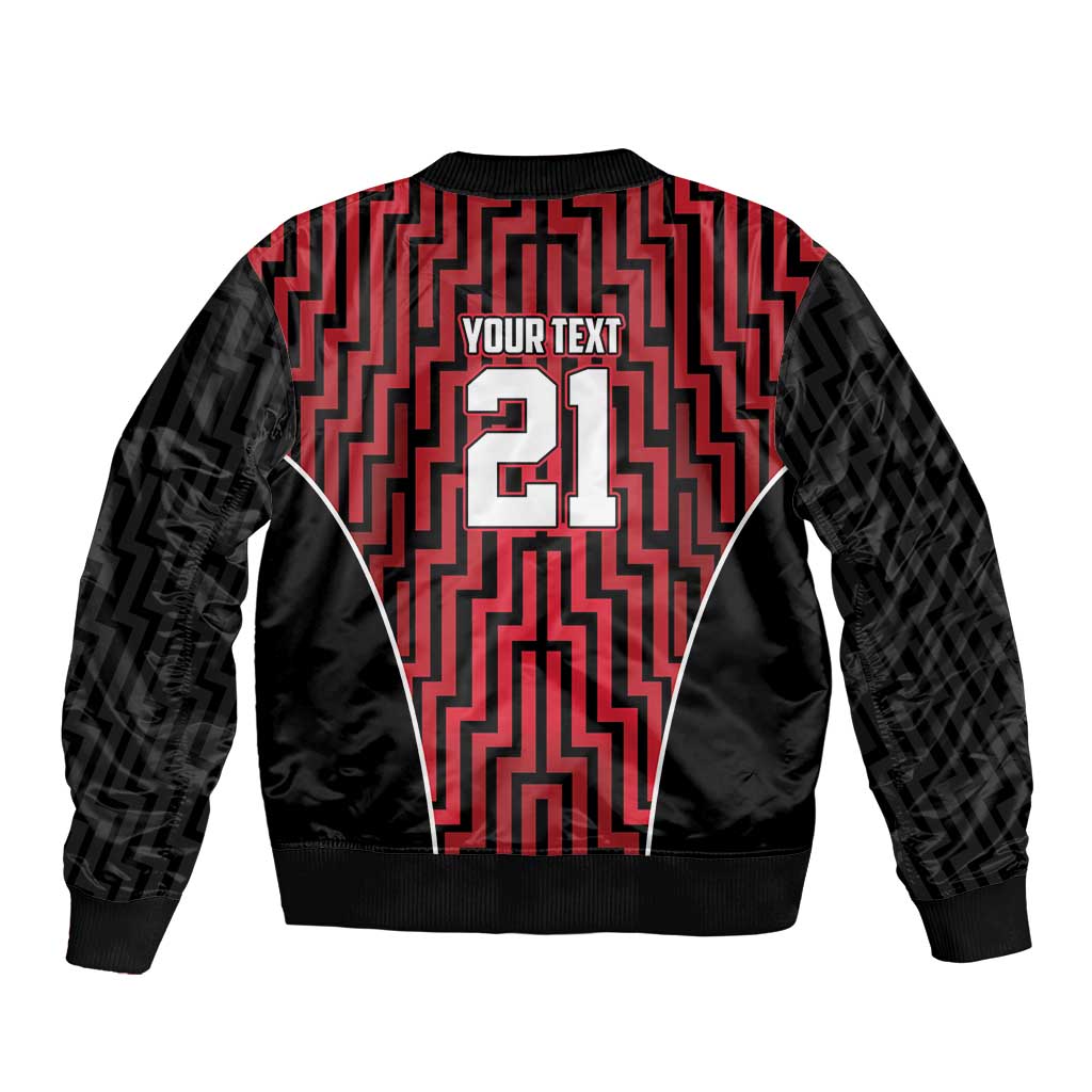 Custom Basketball New Zealand Sleeve Zip Bomber Jacket Red Maori Ta Moko Indigenous - Aussie Hoodie