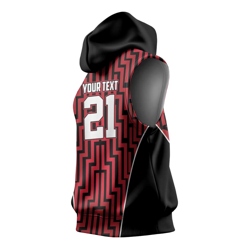 Custom Basketball New Zealand Sleeveless Hoodie Red Maori Ta Moko Indigenous - Aussie Hoodie