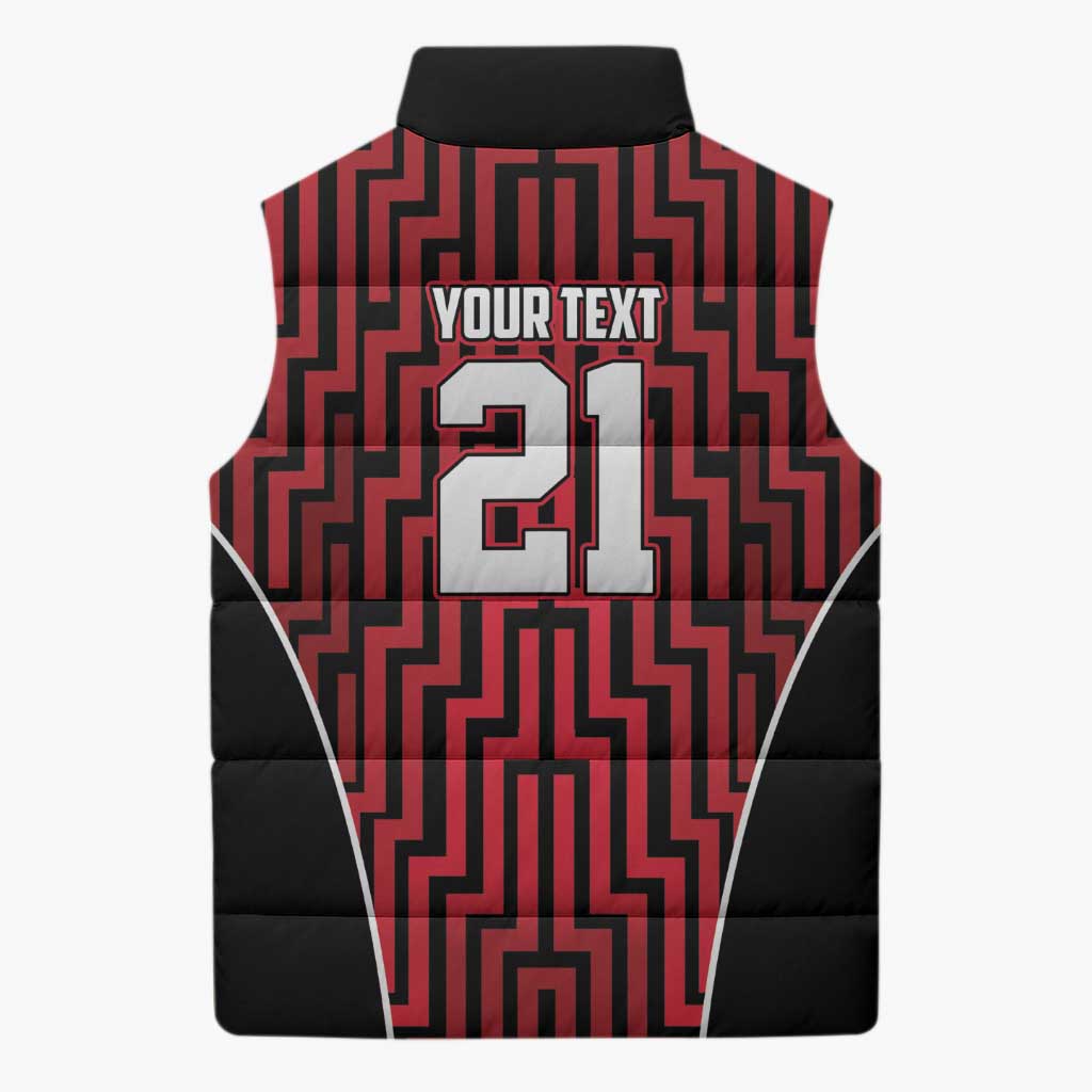 Custom Basketball New Zealand Sleeveless Puffer Jacket Red Maori Ta Moko Indigenous - Aussie Hoodie