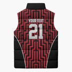 Custom Basketball New Zealand Sleeveless Puffer Jacket Red Maori Ta Moko Indigenous - Aussie Hoodie