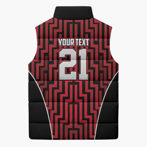 Custom Basketball New Zealand Sleeveless Puffer Jacket Red Maori Ta Moko Indigenous - Aussie Hoodie