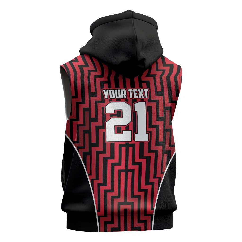 Custom Basketball New Zealand Sleeveless Zip Hoodie Red Maori Ta Moko Indigenous - Aussie Hoodie