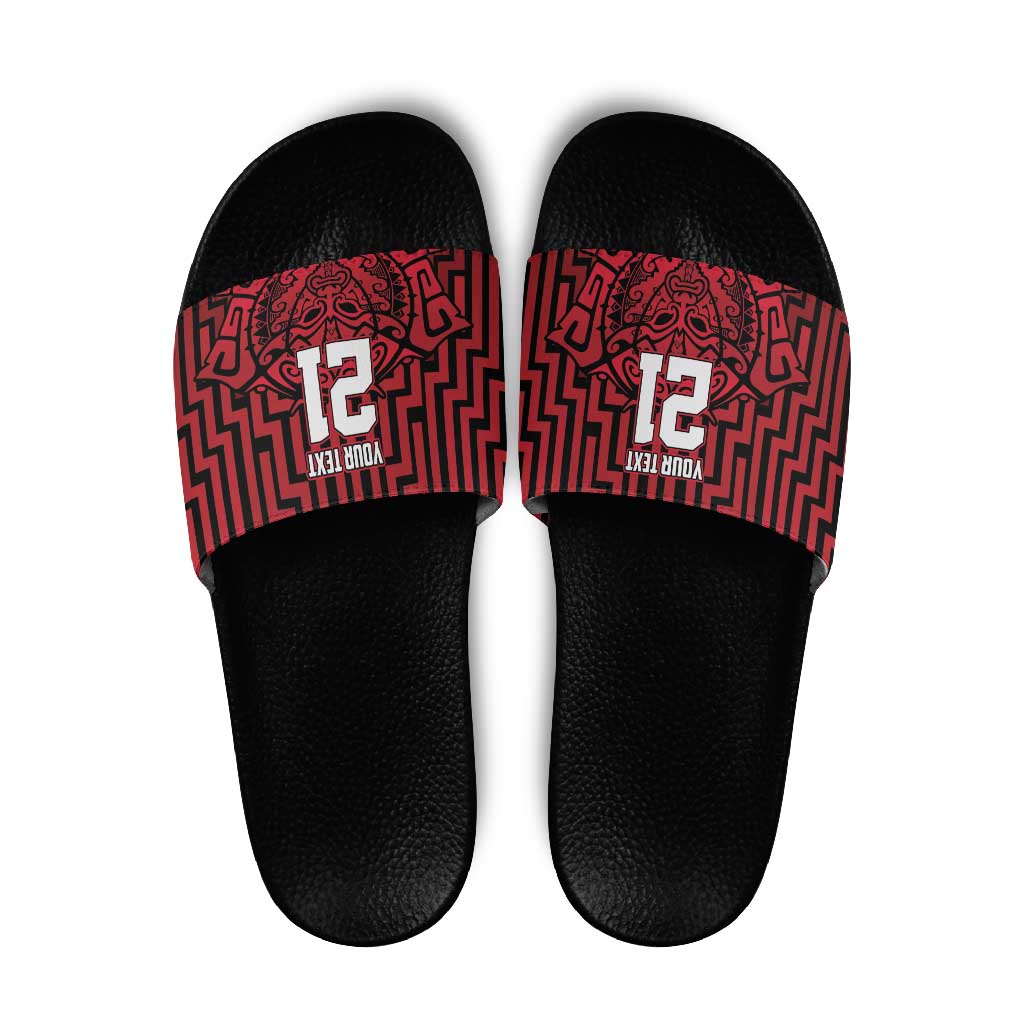 Custom Basketball New Zealand Slide Sandals Red Maori Ta Moko Indigenous - Aussie Hoodie