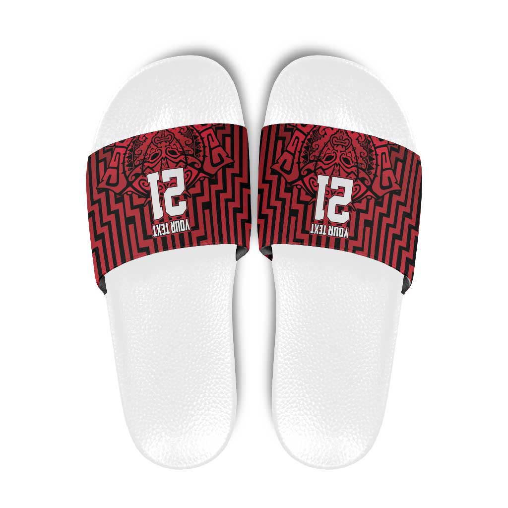 Custom Basketball New Zealand Slide Sandals Red Maori Ta Moko Indigenous - Aussie Hoodie