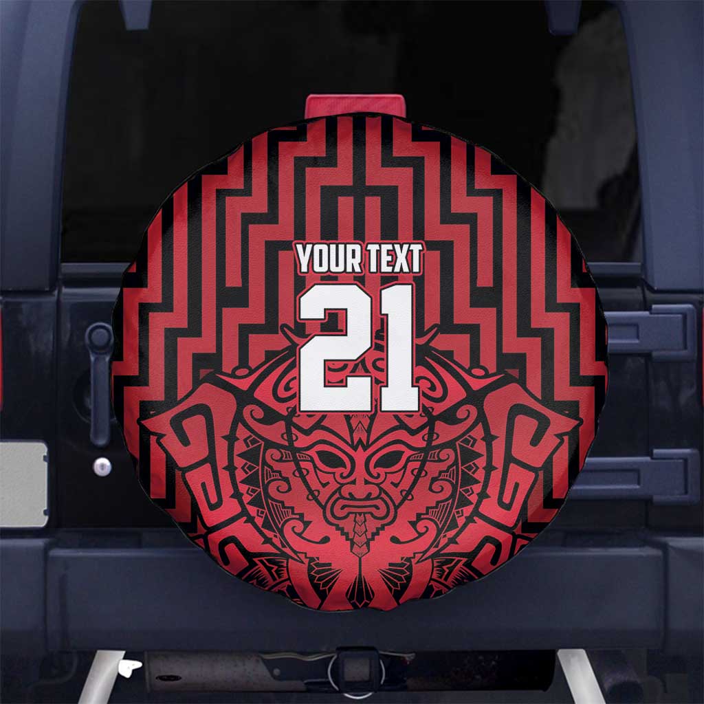 Custom Basketball New Zealand Spare Tire Cover Red Maori Ta Moko Indigenous - Aussie Hoodie