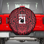 Custom Basketball New Zealand Spare Tire Cover Red Maori Ta Moko Indigenous - Aussie Hoodie