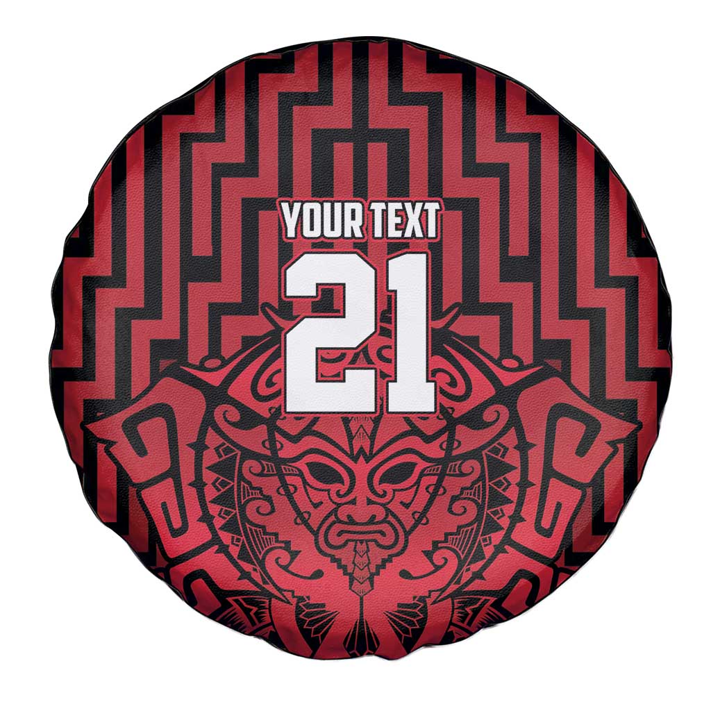 Custom Basketball New Zealand Spare Tire Cover Red Maori Ta Moko Indigenous - Aussie Hoodie