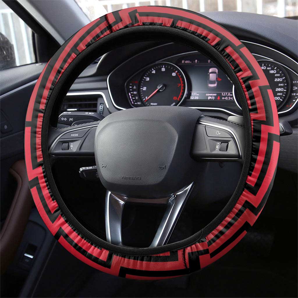 Basketball New Zealand Steering Wheel Cover Red Maori Ta Moko Indigenous - Aussie Hoodie