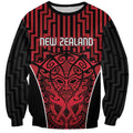Custom Basketball New Zealand Sweatshirt Red Maori Ta Moko Indigenous - Aussie Hoodie